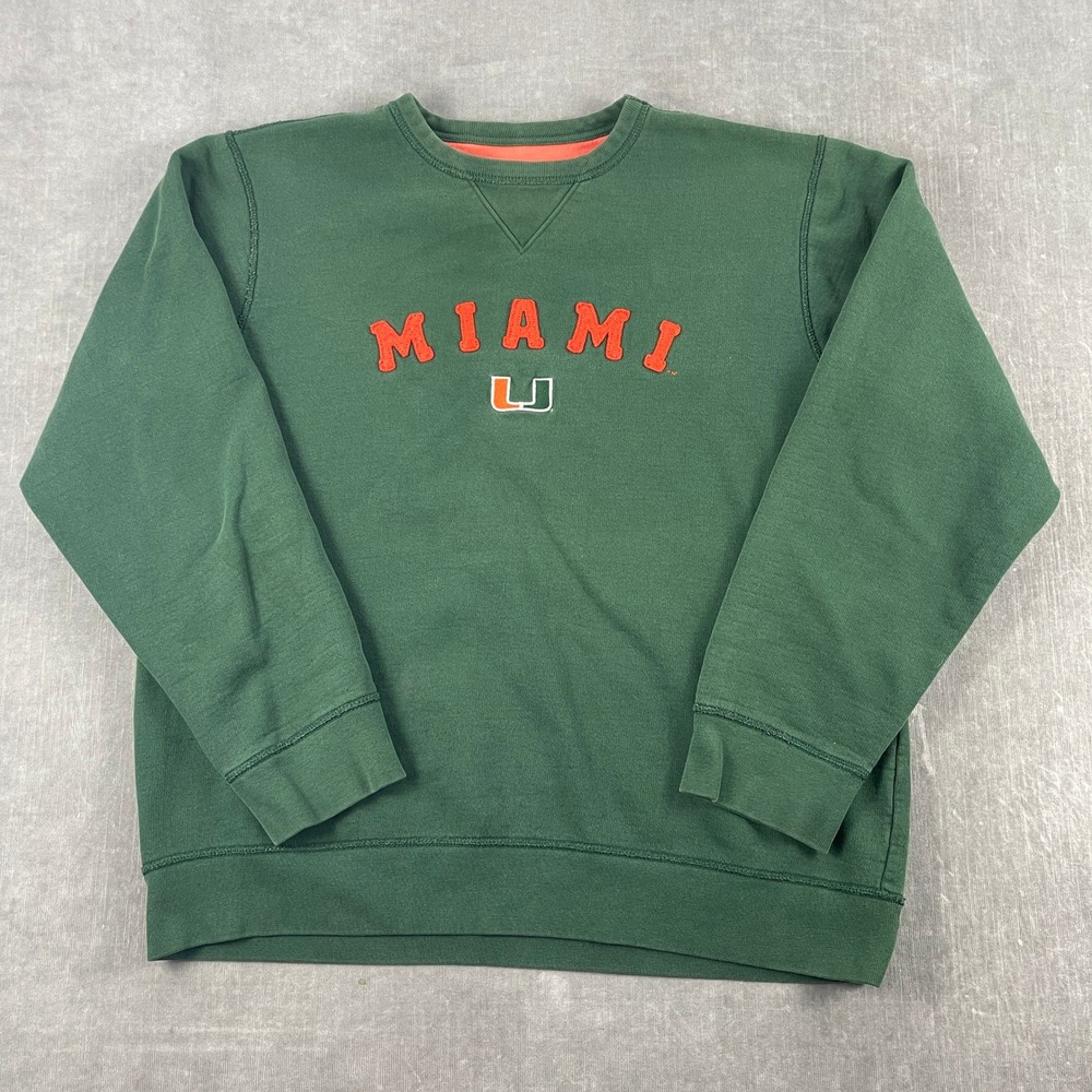 Miami Hurricanes Men M Green Sweatshirt Champs Sports Team Edition Apparel Logo